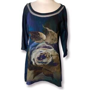 Didier Parakian floral Illusion neck top sz 14